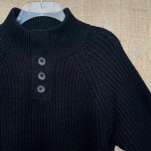 YOKI Men’s Knit Sweater Quarter Zip Mock Neck Black Medium